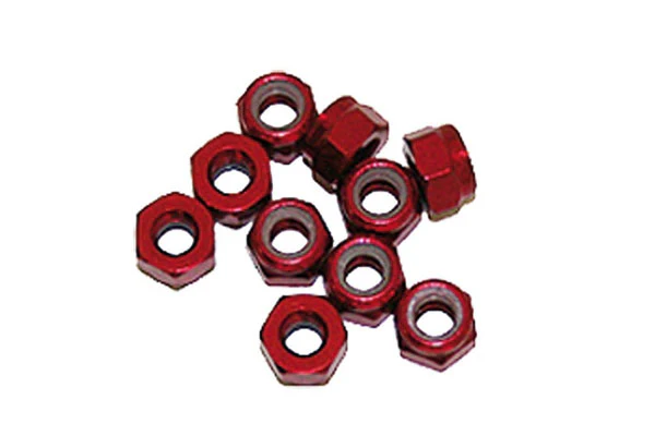 DADO AUTOBLOCCANTE M3 ALLUMINIO - 10 PEZZI - ROSSO