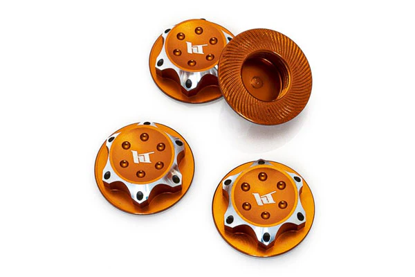 DADO RUOTA 1:8 FLANGIATO ZIGRINATO CHIUSO 17mm - HTR-1910002 - ARANCIONE