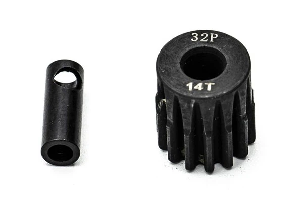 PIGNONE MOTORE 32P 5mm 14 DENTI E ADATTATORE 3,17mm