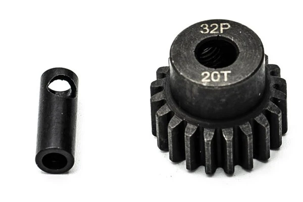 PIGNONE MOTORE 32P 5mm 20 DENTI E ADATTATORE 3,17mm