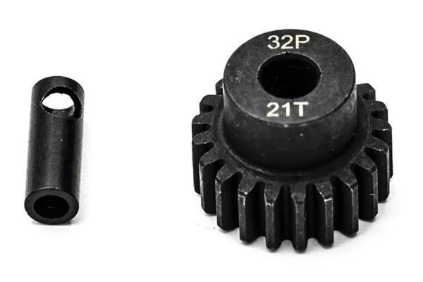 PIGNONE MOTORE 32P 5mm 21 DENTI E ADATTATORE 3,17mm