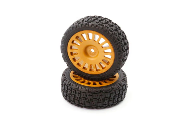 PNEUMATICI DA RALLY 25MM INCOLLATI SU CERCHI GOLD A 18 RAGGI - LC8055